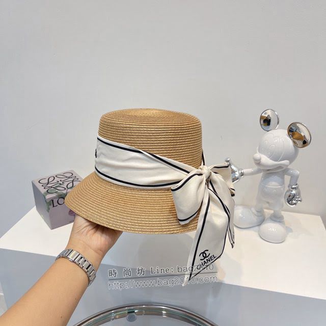 Chanel爆款女士帽子 香奈兒2021春夏新款度假冰絲小禮帽盆帽  mm1595